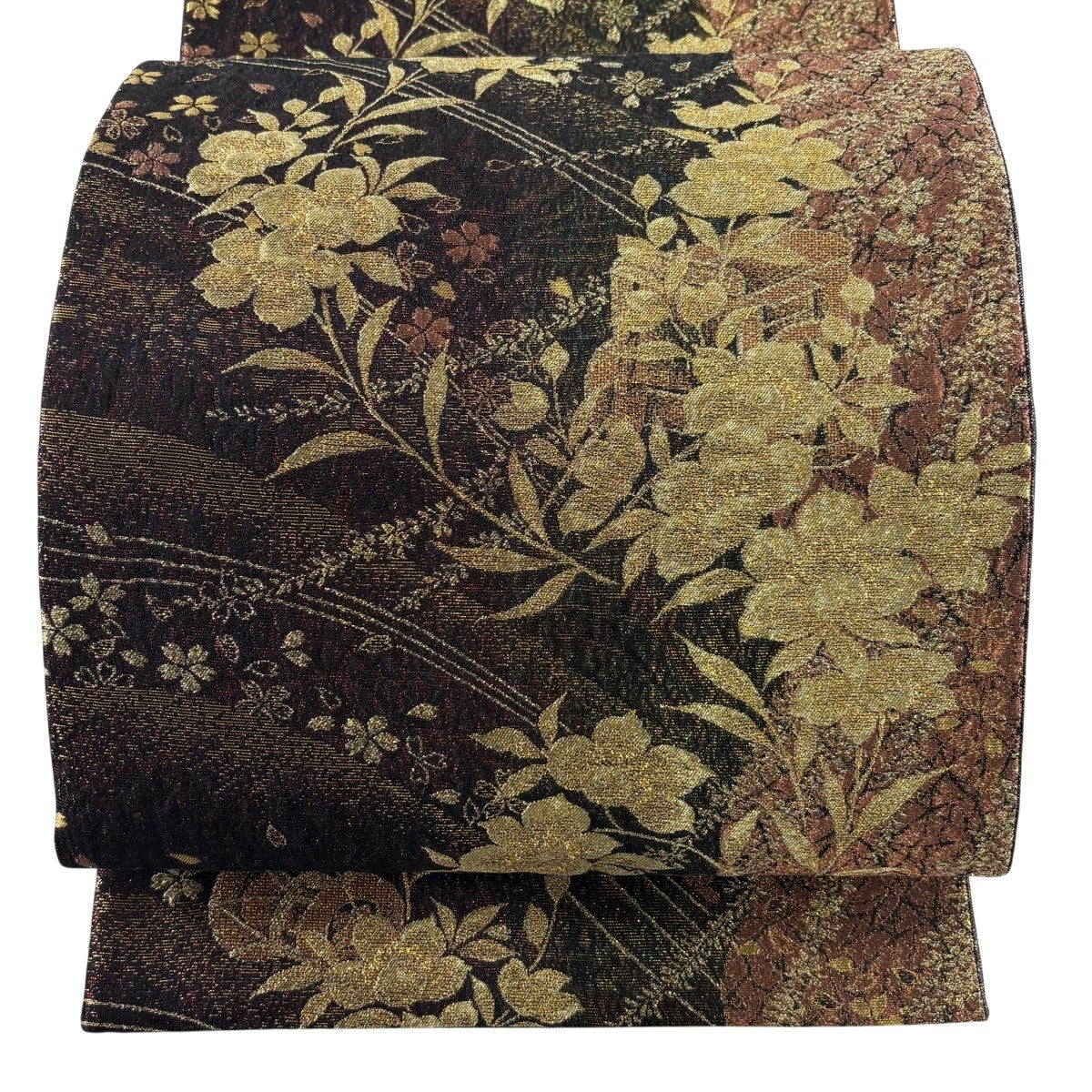 中古 洒落袋帯 正絹 草花 六通柄 ブラウン Cランク 435cm 5499 美品】 袋帯 名品 六通 正絹 【中古】の通販 by バイセル ラクマ店｜ラクマ