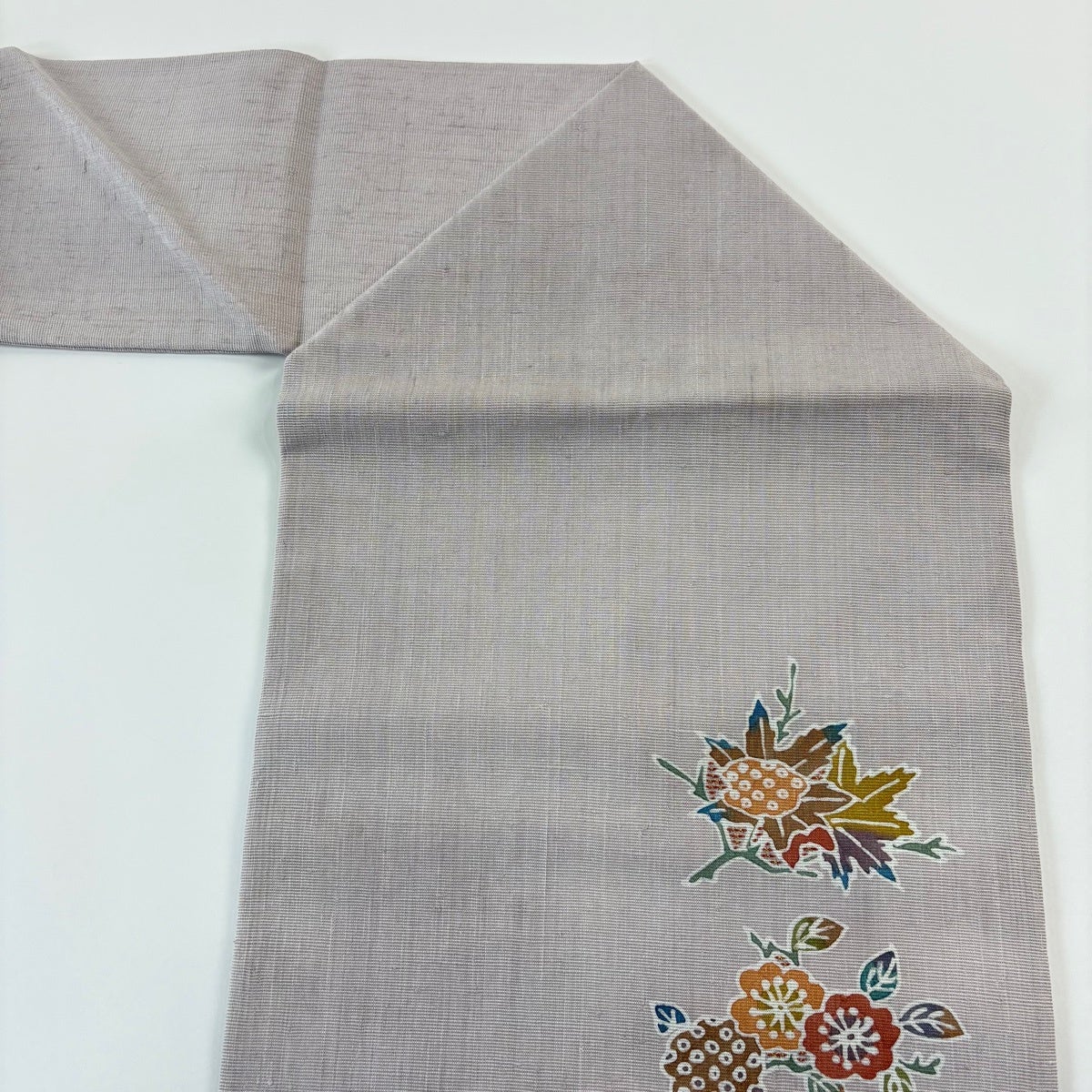 【中古】 小紋 高級ちりめん しつけ糸あり 正絹 グレー系 くすみブルー くすみピンク ホワイト 但馬縮緬 草花柄 和装 呉服 和服 きもの レディース 女性 中古】 小紋 高級ちりめん しつけ糸あり 正絹 グレー系 くすみブルー