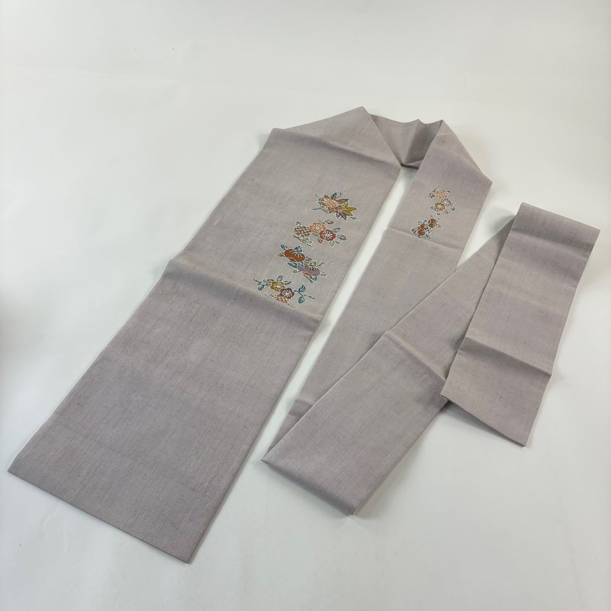 名古屋帯 秀品 草花 銀糸 薄紫 正絹｜中古・古着・リサイクル着物通販