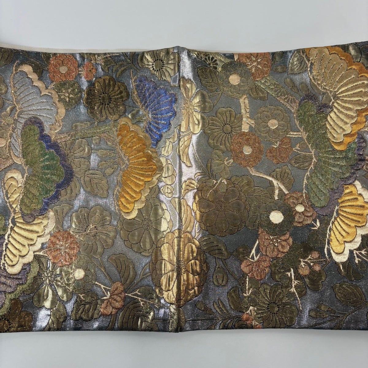 袋帯 秀品 笠松 菊 金糸 箔 銀色 六通 正絹｜中古・古着・リサイクル