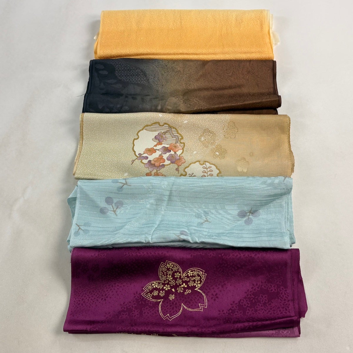 帯揚げ 優品 帯揚げ5枚セット 水色 正絹 和装小物｜中古・古着
