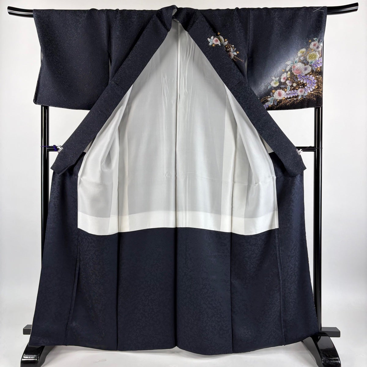 a2504-19 袋帯 美品 正絹 着物 辻ヶ花 六通 美品】 訪問着 身丈164.5cm 裄丈69.5cm L 袷 袋帯セット 辻が花柄 銀