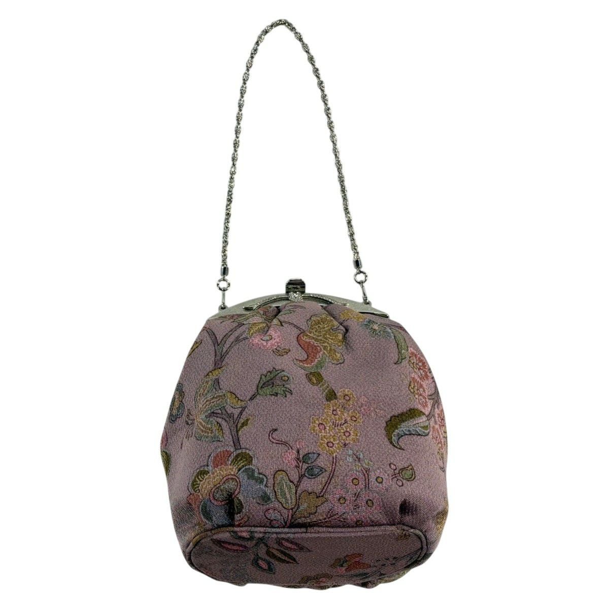 美品】和装バッグ 優品 セミフォーマル 草花 赤紫 正絹 和装小物｜中古