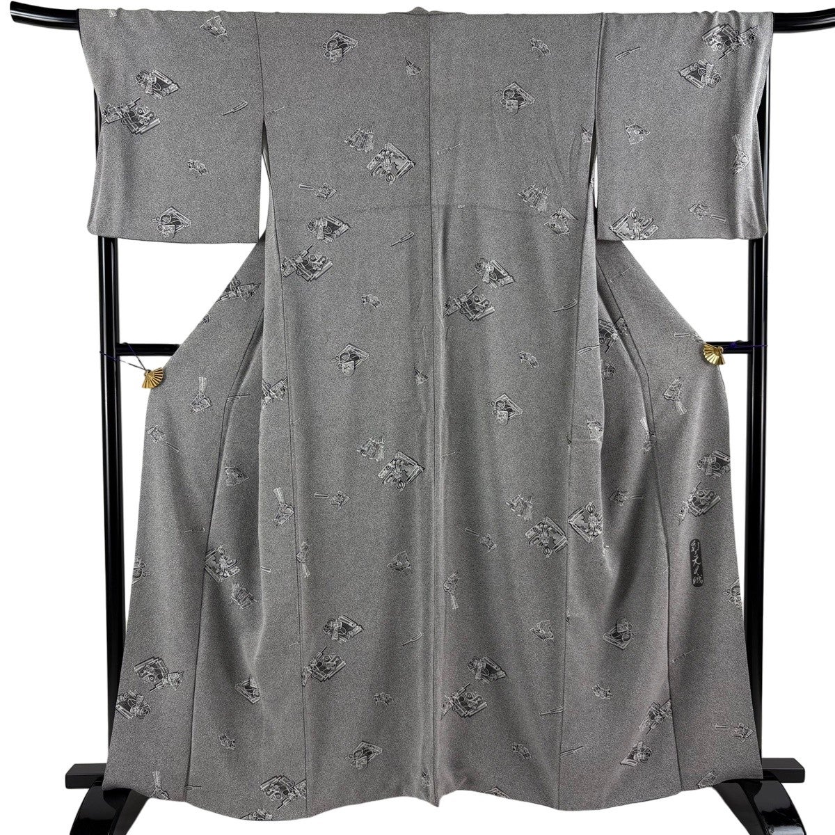 小紋 身丈154cm 裄丈65.5cm 正絹 逸品 【中古】 小紋 身丈154cm 裄丈63.5cm S 袷 花唐草 からし色 正絹 名品 一つ紋