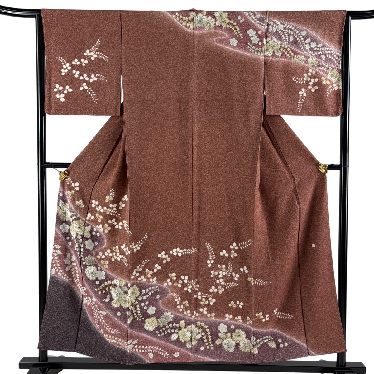 美品】 訪問着 身丈154.5cm 裄丈62.5cm S 袷 やまと 草花 青海波 刺繍