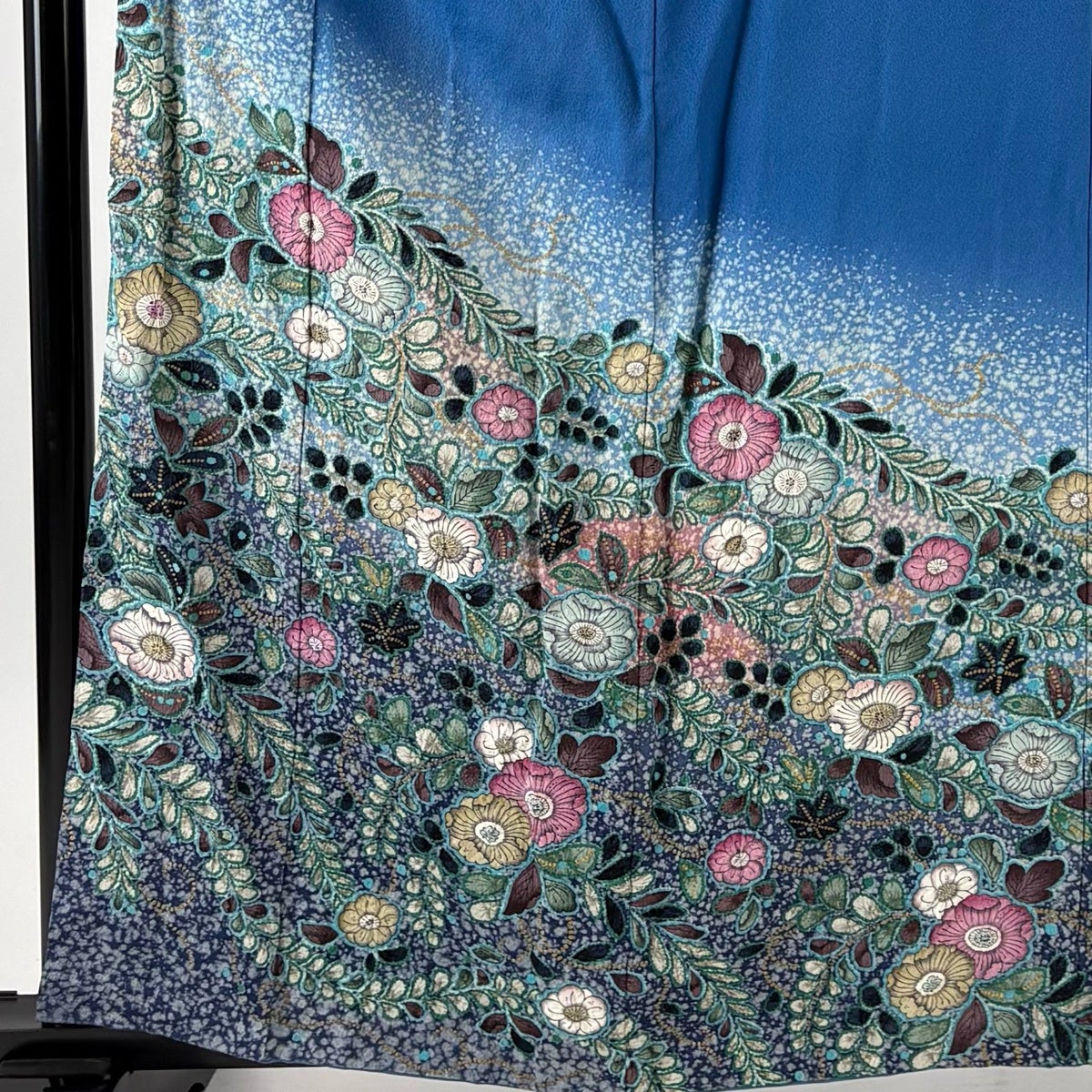 振袖 身丈161cm 裄丈62.5cm S 袷 落款あり 辻が花柄 絞り 金彩 青 正絹