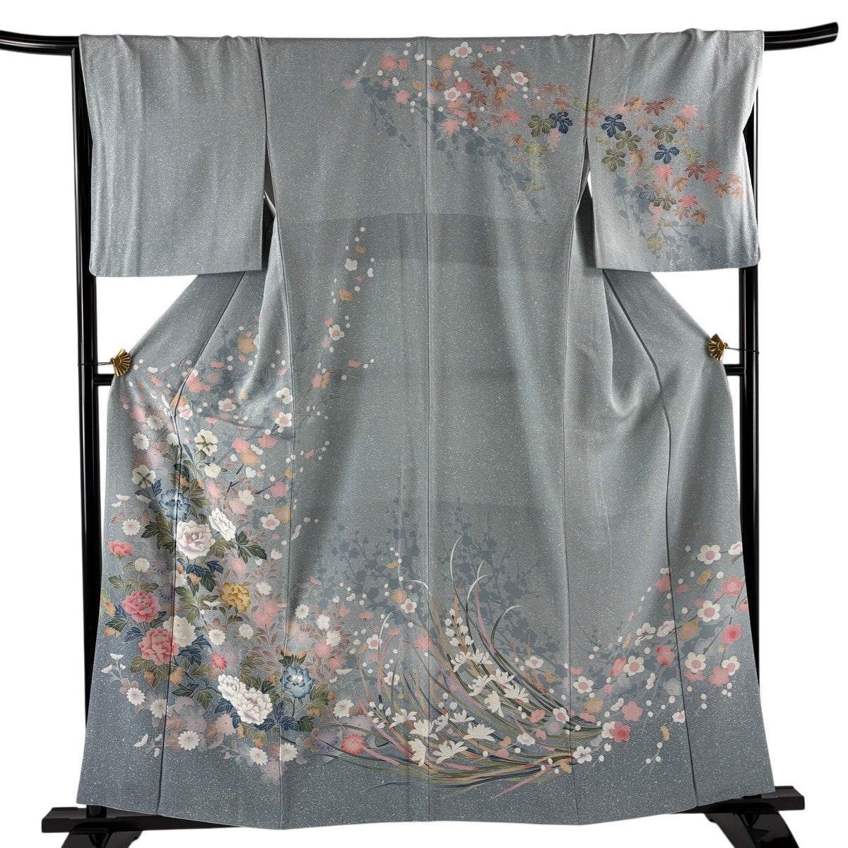 訪問着 身丈151cm 裄丈66cm M 袷 やまと 落款あり 桜 牡丹 金彩 ぼかし