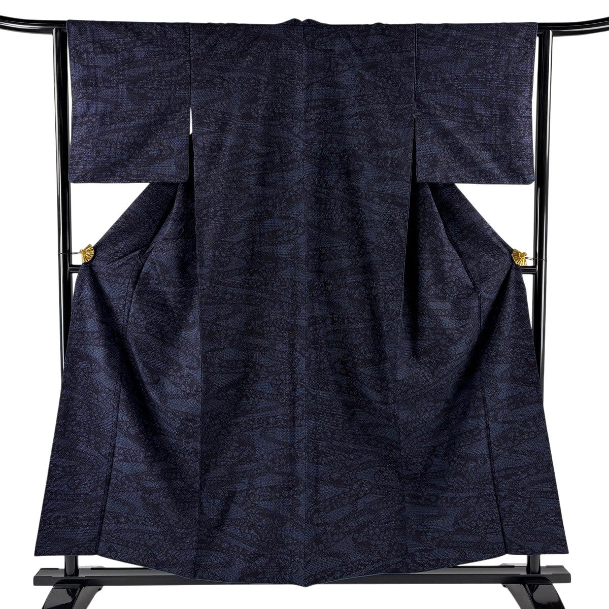 美品】 紬 身丈159cm 裄丈64cm M 袷 ますいわ屋 亀甲絣 縞 茶色 正絹