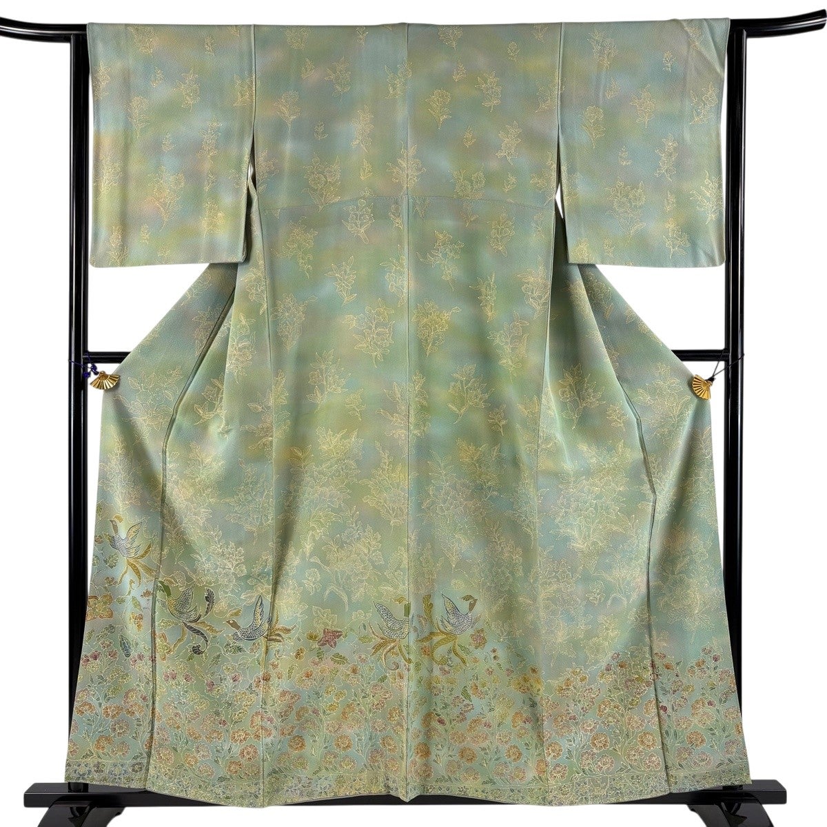 付下げ 身丈159cm 裄丈63cm S 袷 霞 ぼかし 濃紺 正絹 秀品｜中古