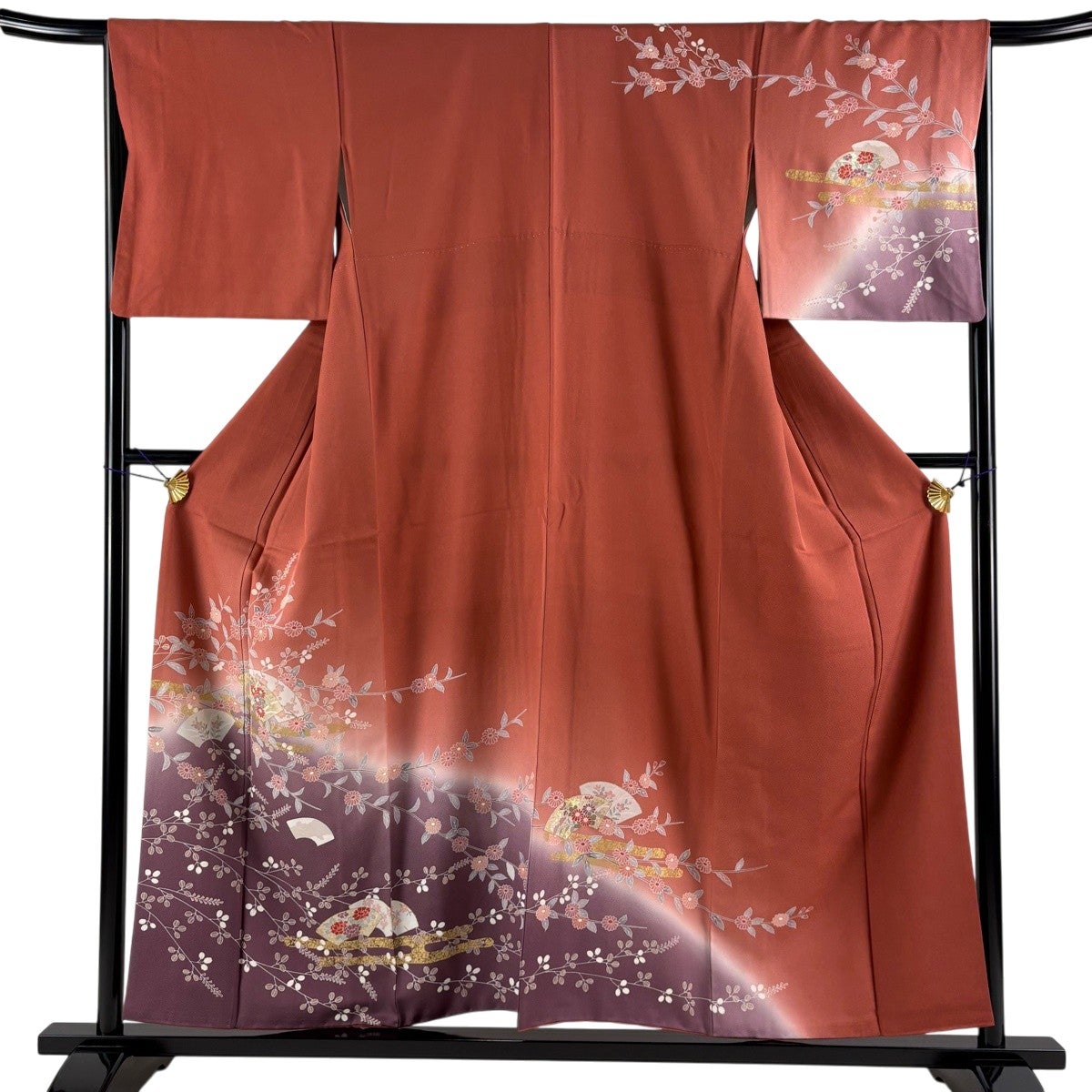 【美品】 訪問着 身丈159cm 裄丈65cm 正絹 秀品 【中古】 訪問着 身丈154.5cm 裄丈65cm M 袷 菊 桜 金銀彩 ぼかし 灰緑 正絹 秀
