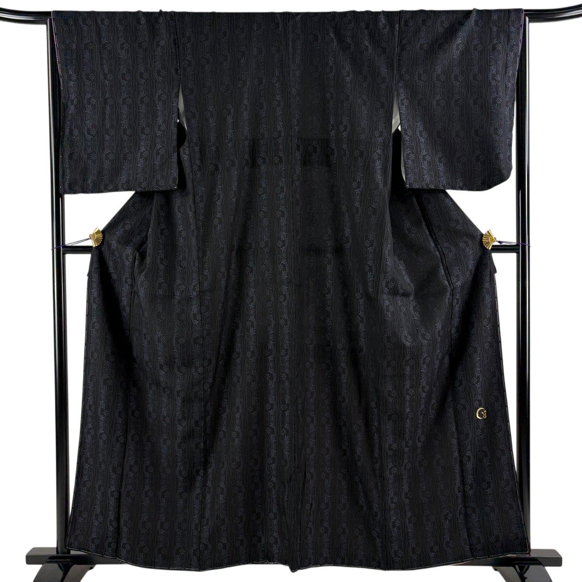 美品】 お召 身丈167cm 裄丈68cm L 袷 段縞 薄小豆 正絹 逸品｜中古
