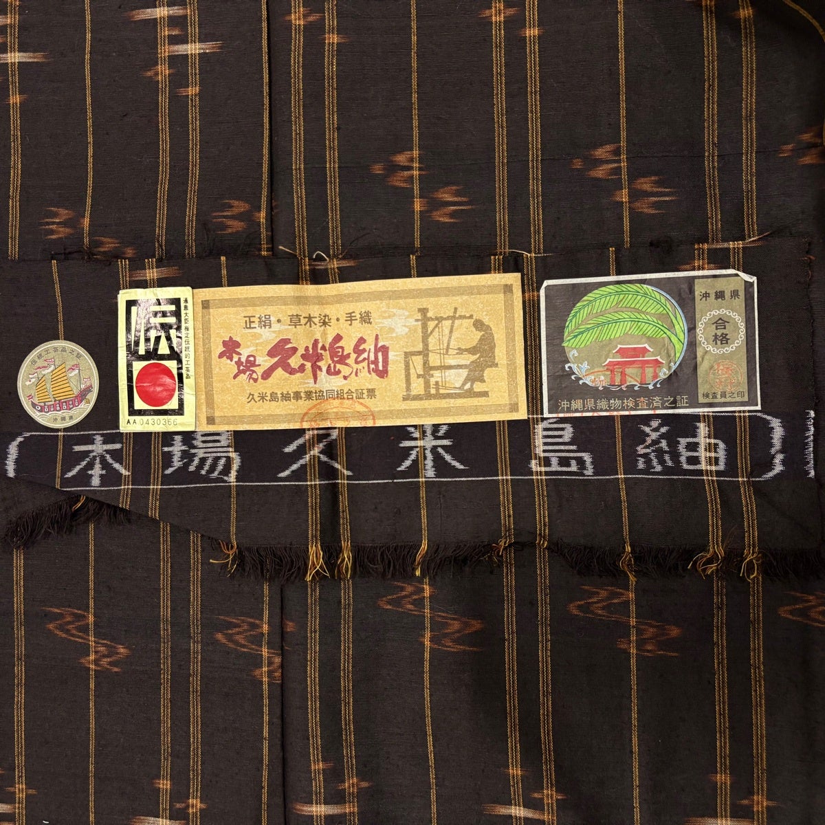 40%OFF 紬 身丈159.5cm 裄丈64cm M 袷 本場久米島紬 証紙あり 燕 流水