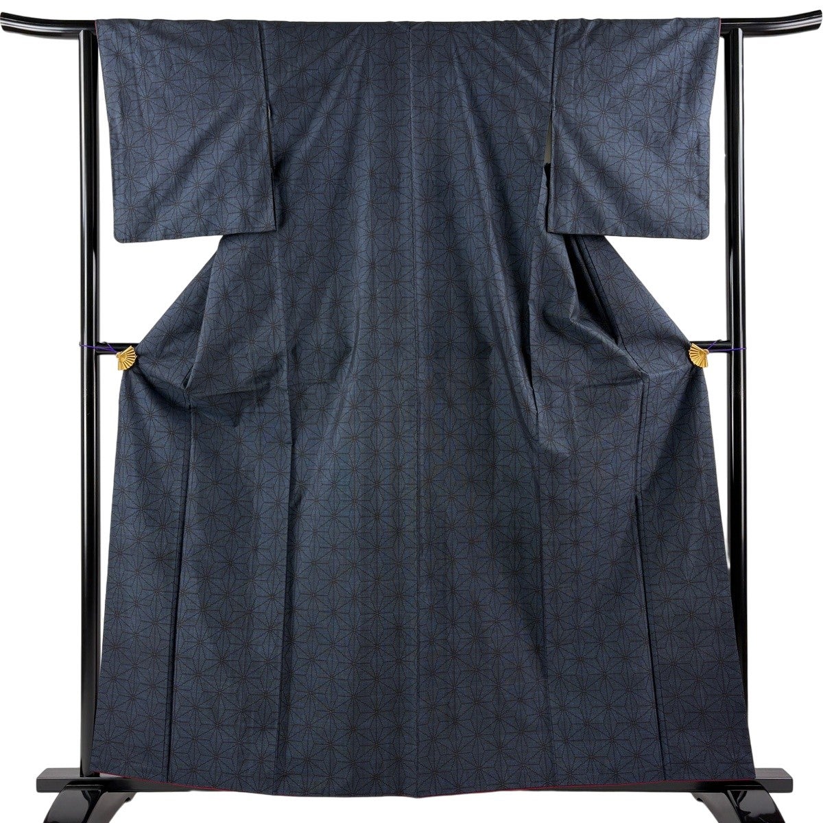 美品】 大島紬 身丈164cm 裄丈67.5cm L 袷 純泥染 証紙あり 蔦 濃紺