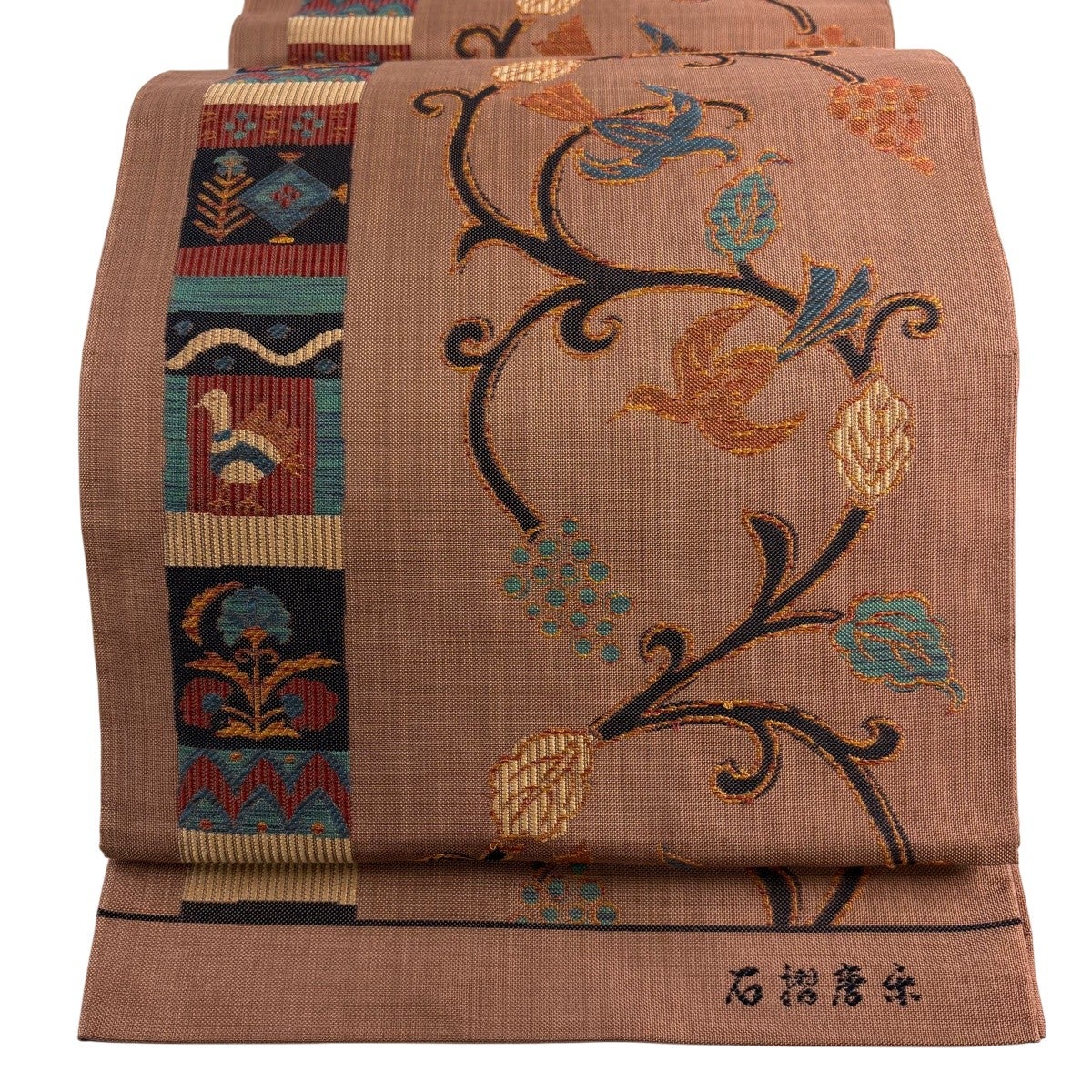 名古屋帯 秀品 関西仕立て 入子菱 茶色 正絹｜中古・古着・リサイクル