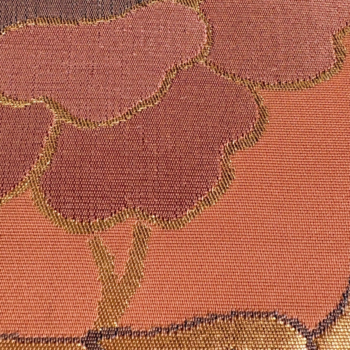 名古屋帯 秀品 鳥 草花 箔 サーモンピンク 正絹｜中古・古着