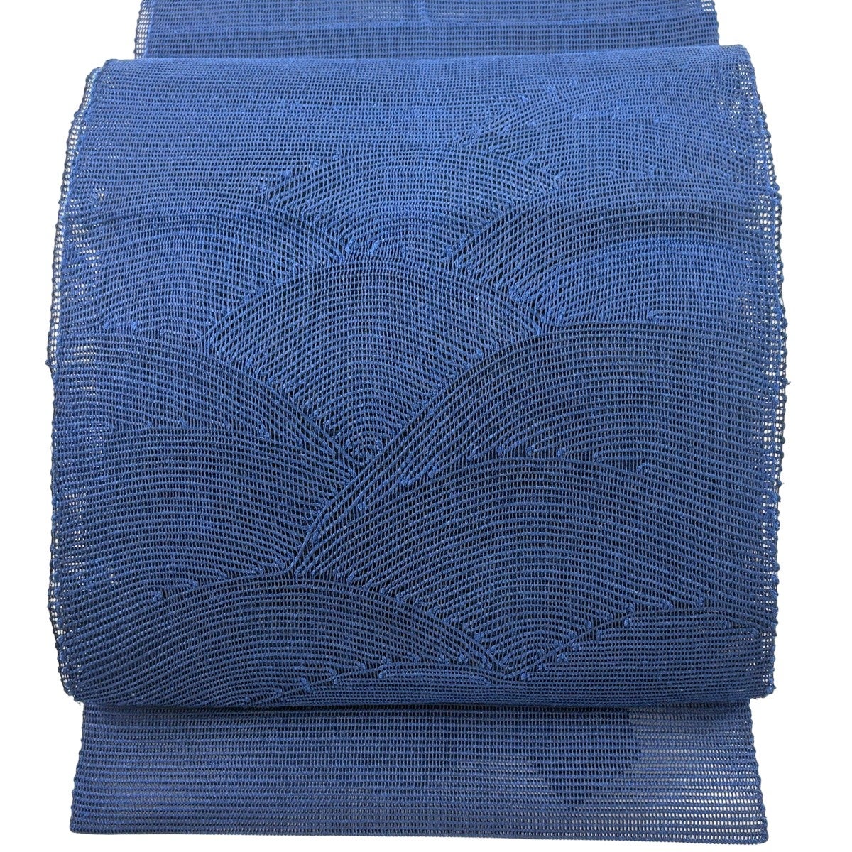 ZF-1246 夏帯 羅 赤 化繊 名古屋帯 トンネル仕立 美品 美品】 名古屋帯 秀品 夏帯 八寸名古屋帯 松葉仕立て トンネル仕立て