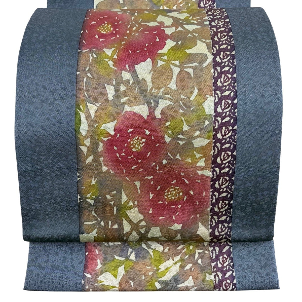 袋帯 美品 秀品 華文 花鳥 箔 金糸 茶緑色 六通 正絹 中古