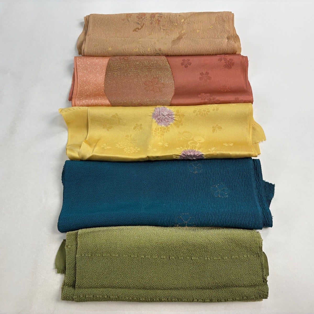 帯揚げ 優品 正絹 【中古】 帯揚げ 優品 帯揚げ5枚セット 青緑 正絹 和装小物｜中古・古着