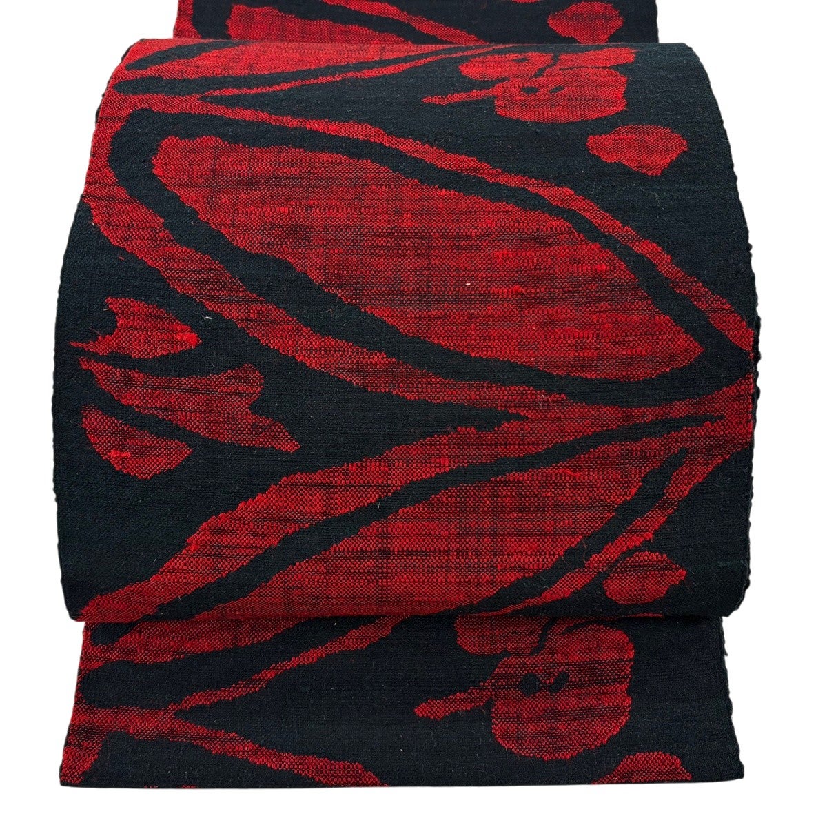 美品】 名古屋帯 優品 八寸名古屋帯 紬地 草花 黒 正絹｜中古・古着