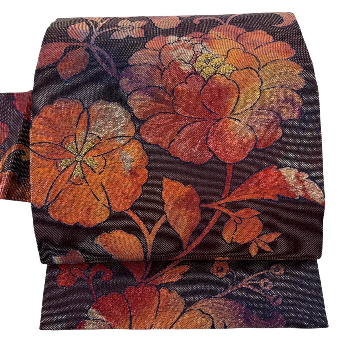 名古屋帯 優品 花喰鳥 草花 刺繍 金彩 緑 正絹｜中古・古着