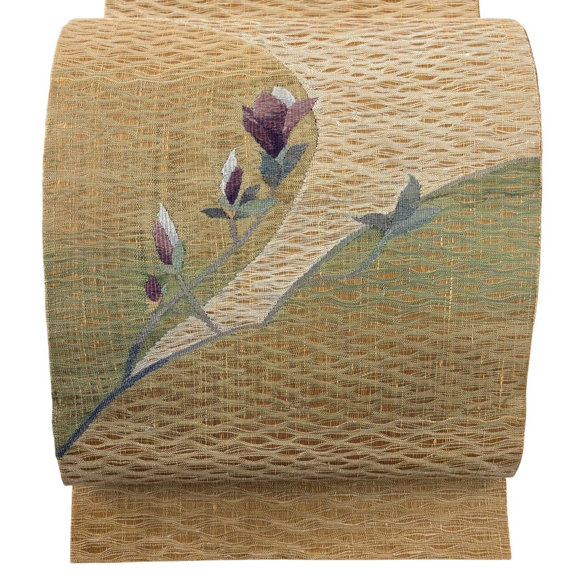 袋帯 秀品 鳥 枝花 金銀糸 刺繍 金色 お太鼓柄 正絹｜中古・古着