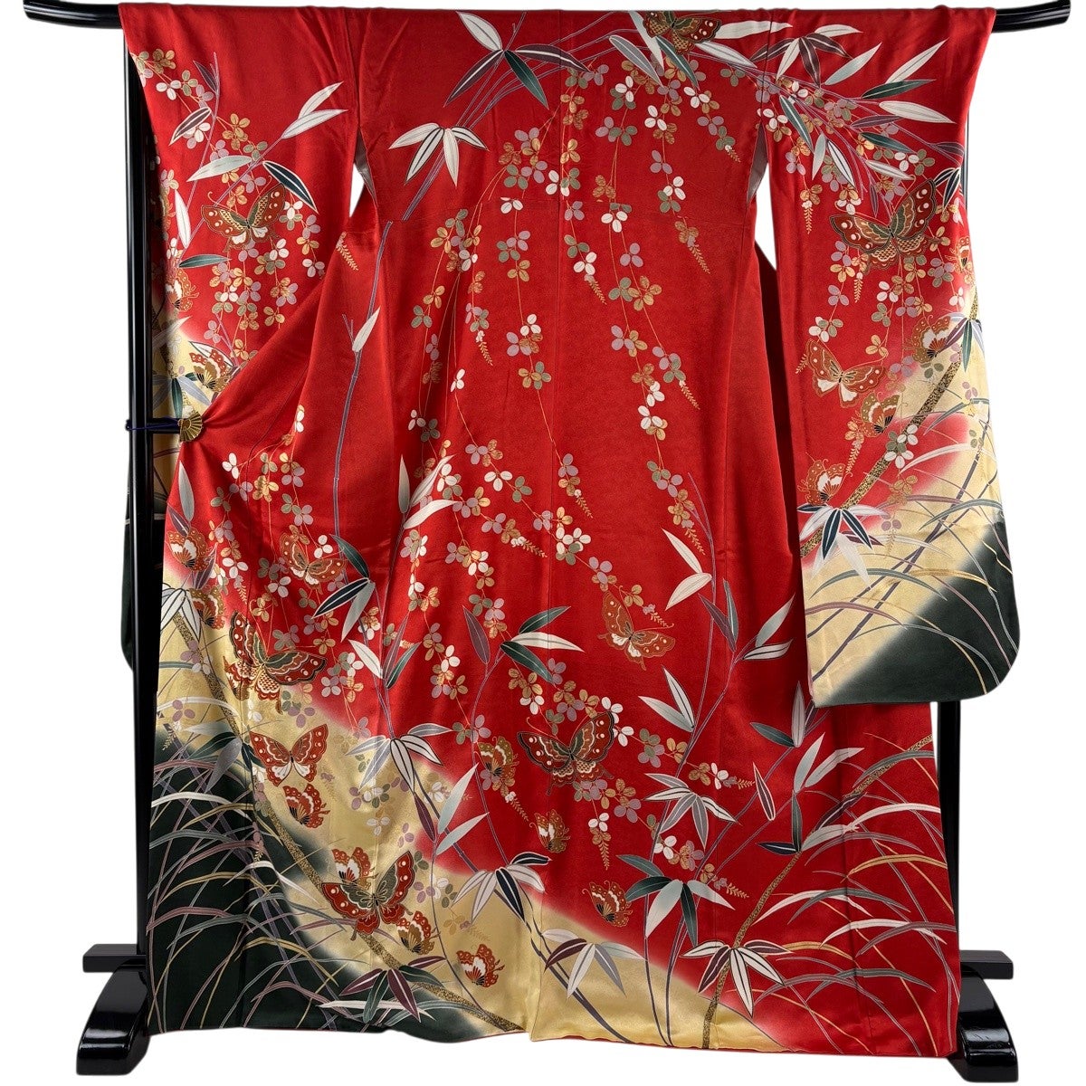 70%OFF 振袖 身丈165cm 裄丈64cm M 袷 山本寛斎 落款あり 蝶 幾何学