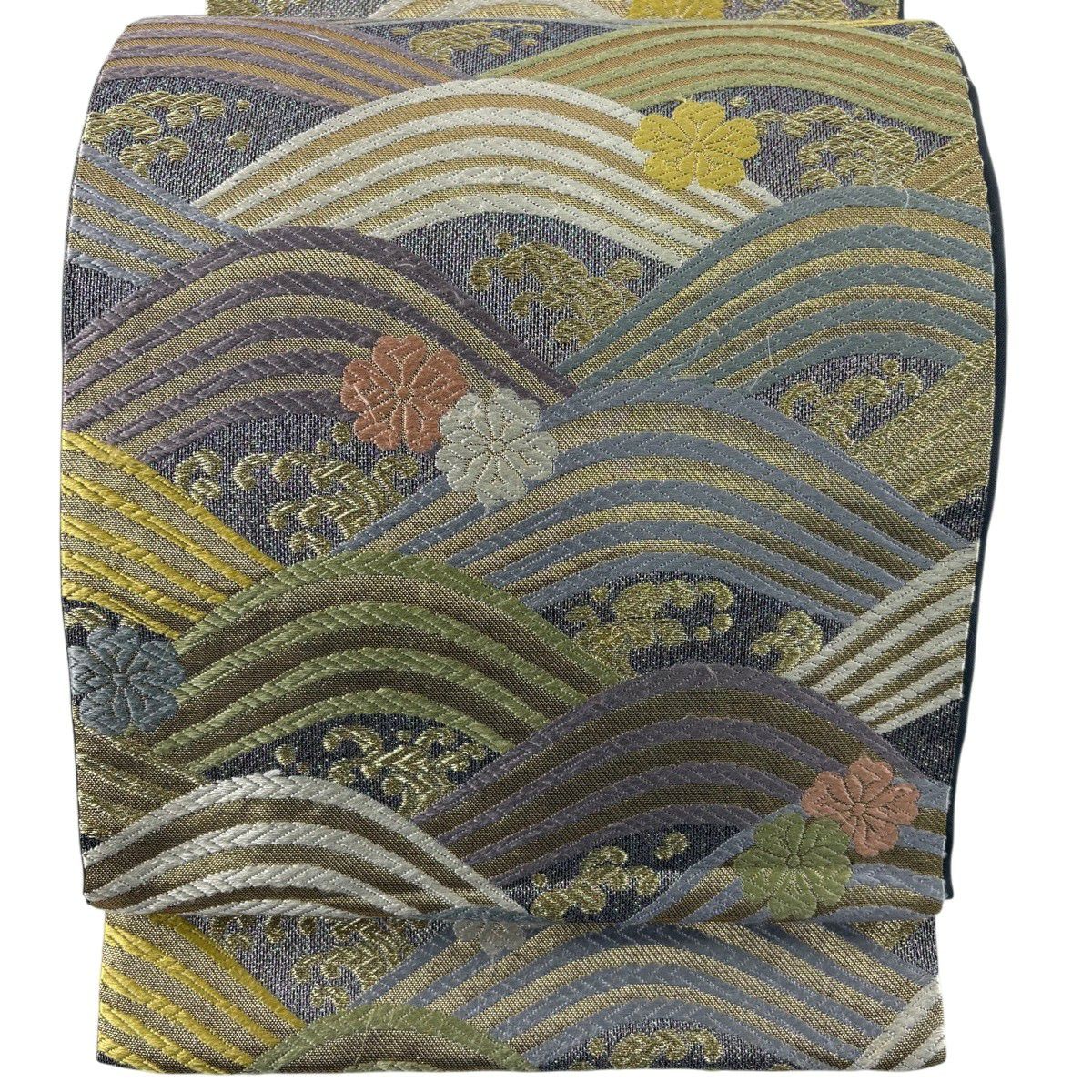 美品】 袋帯 名品 霞 金糸 箔 灰紫 六通 正絹｜中古・古着・リサイクル