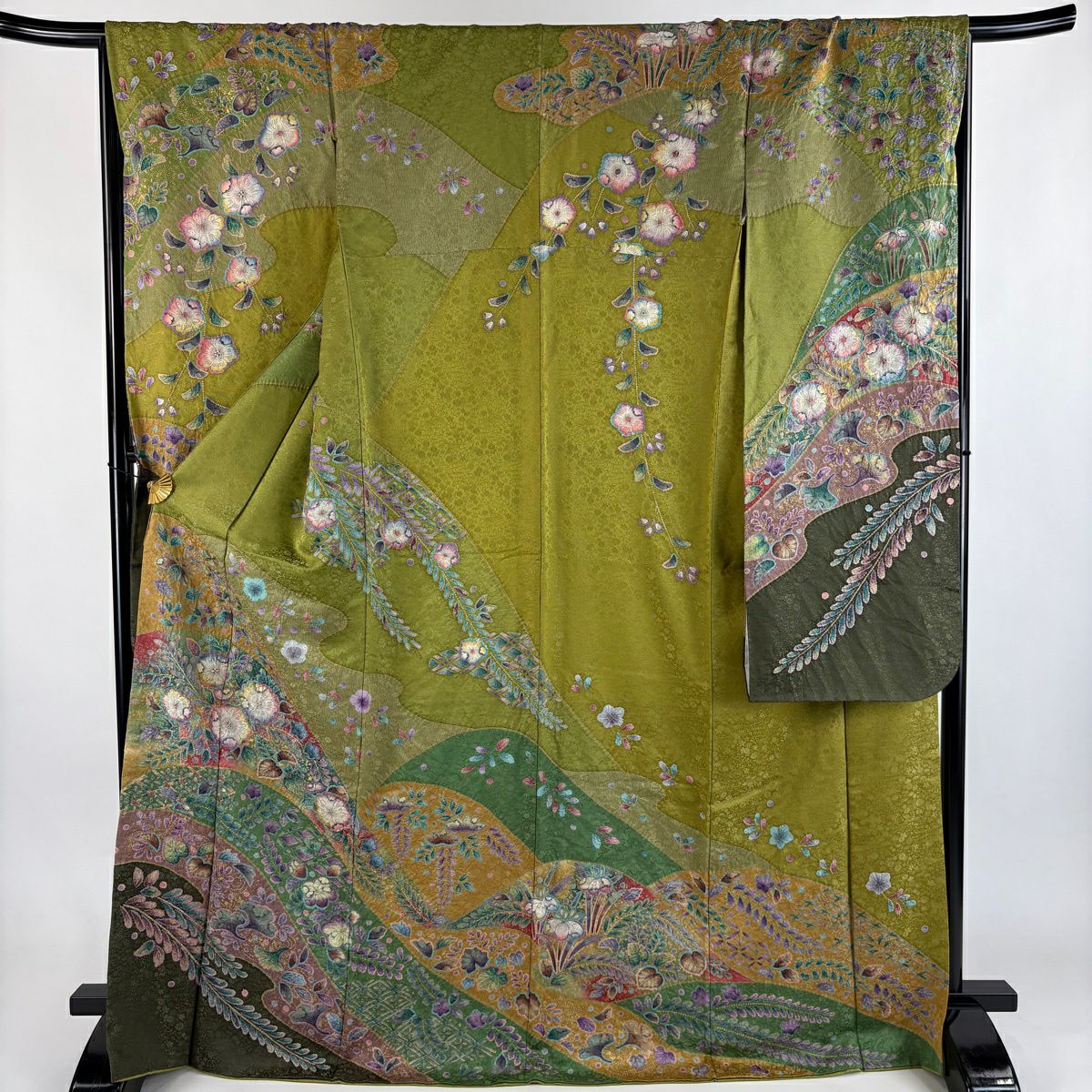 美品】 名古屋帯 逸品 二代目 久保田一竹 落款あり 霞 花びら 金糸