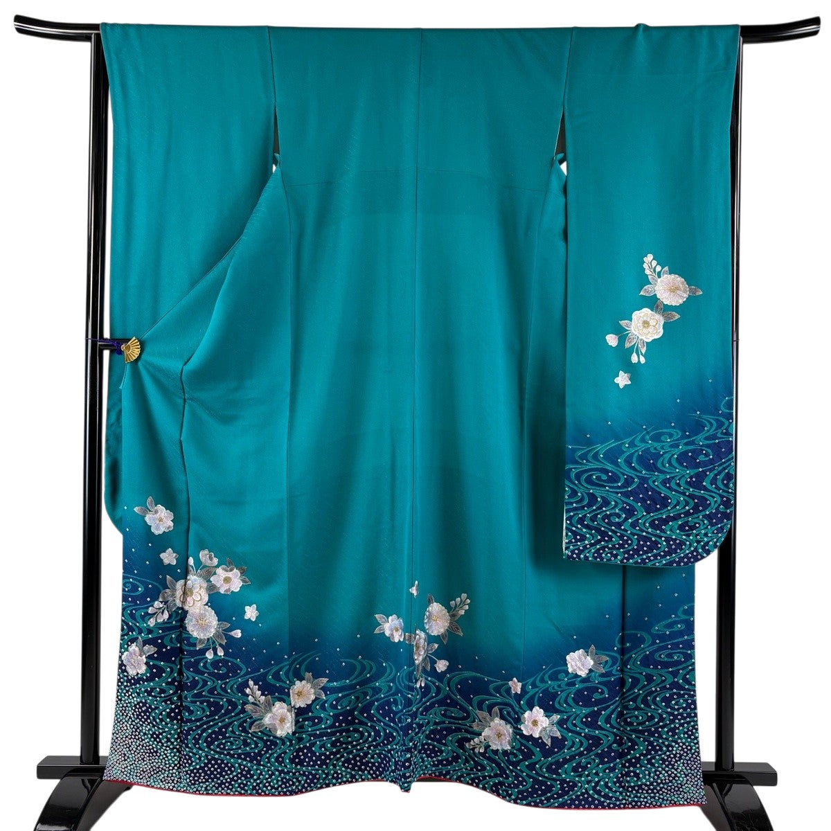 振袖 身丈163cm 裄丈65.5cm 正絹 名品 【中古】 振袖 身丈163cm 裄丈65cm M 袷 草花 流水 金通し 濃紫 正絹 名品｜中古
