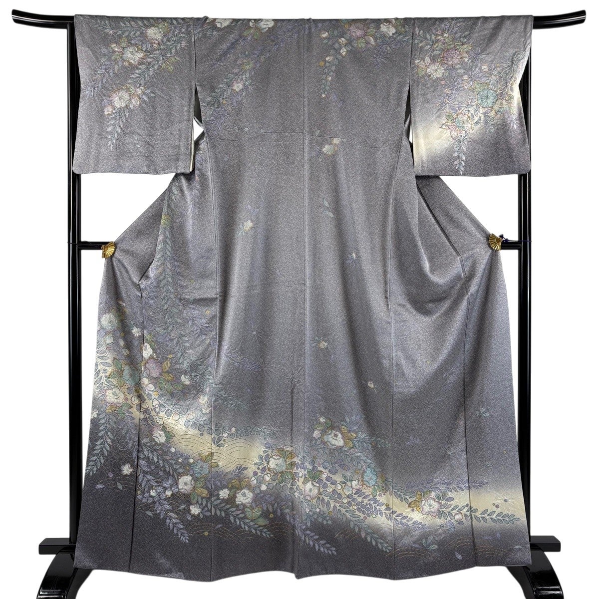 訪問着 身丈157.5cm 裄丈64cm M 袷 辻が花 金彩 ぼかし 緑 正絹 名品