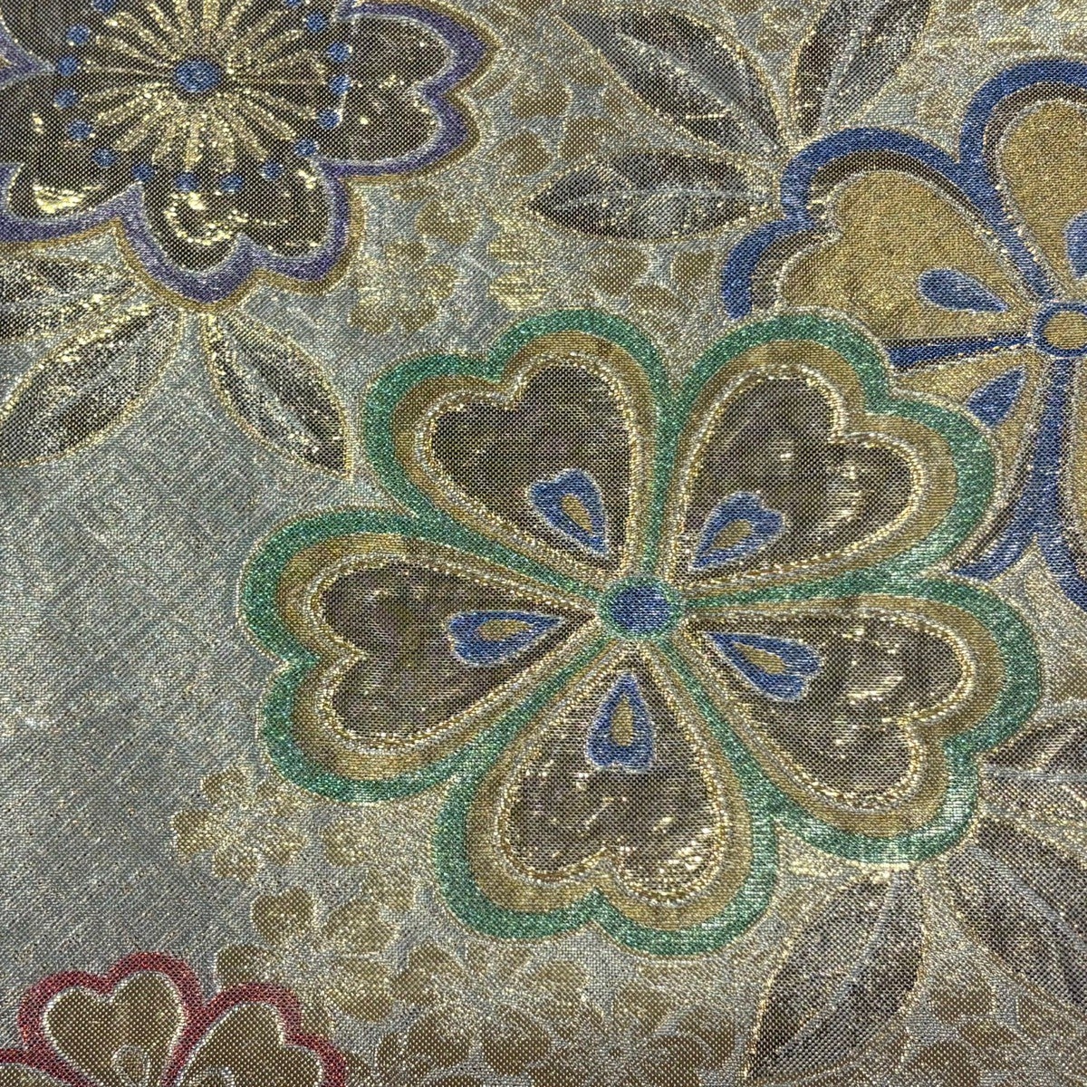 50%OFF 袋帯 秀品 振袖向き 桜 金糸 箔 銀色 六通 正絹 K50｜中古