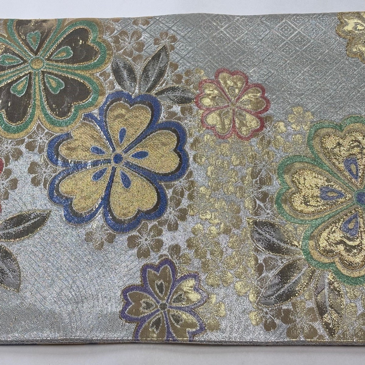 袋帯 秀品 振袖向き 桜 金糸 箔 銀色 六通 正絹｜中古・古着