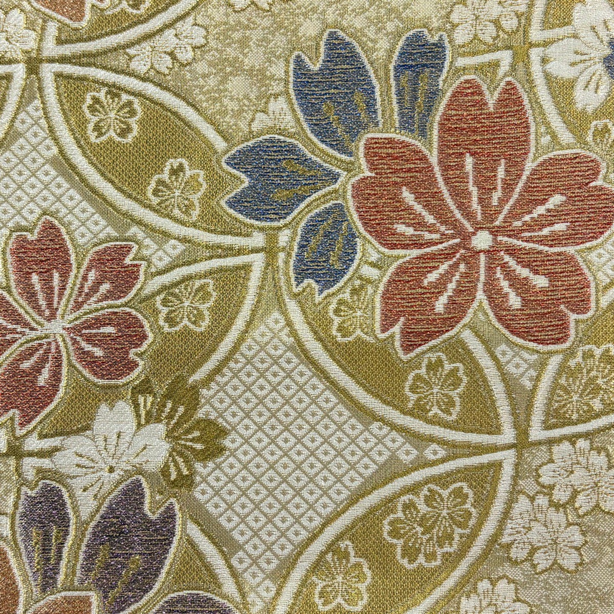 袋帯 秀品 桜 七宝 金銀糸 箔 金色 六通 正絹｜中古・古着・リサイクル