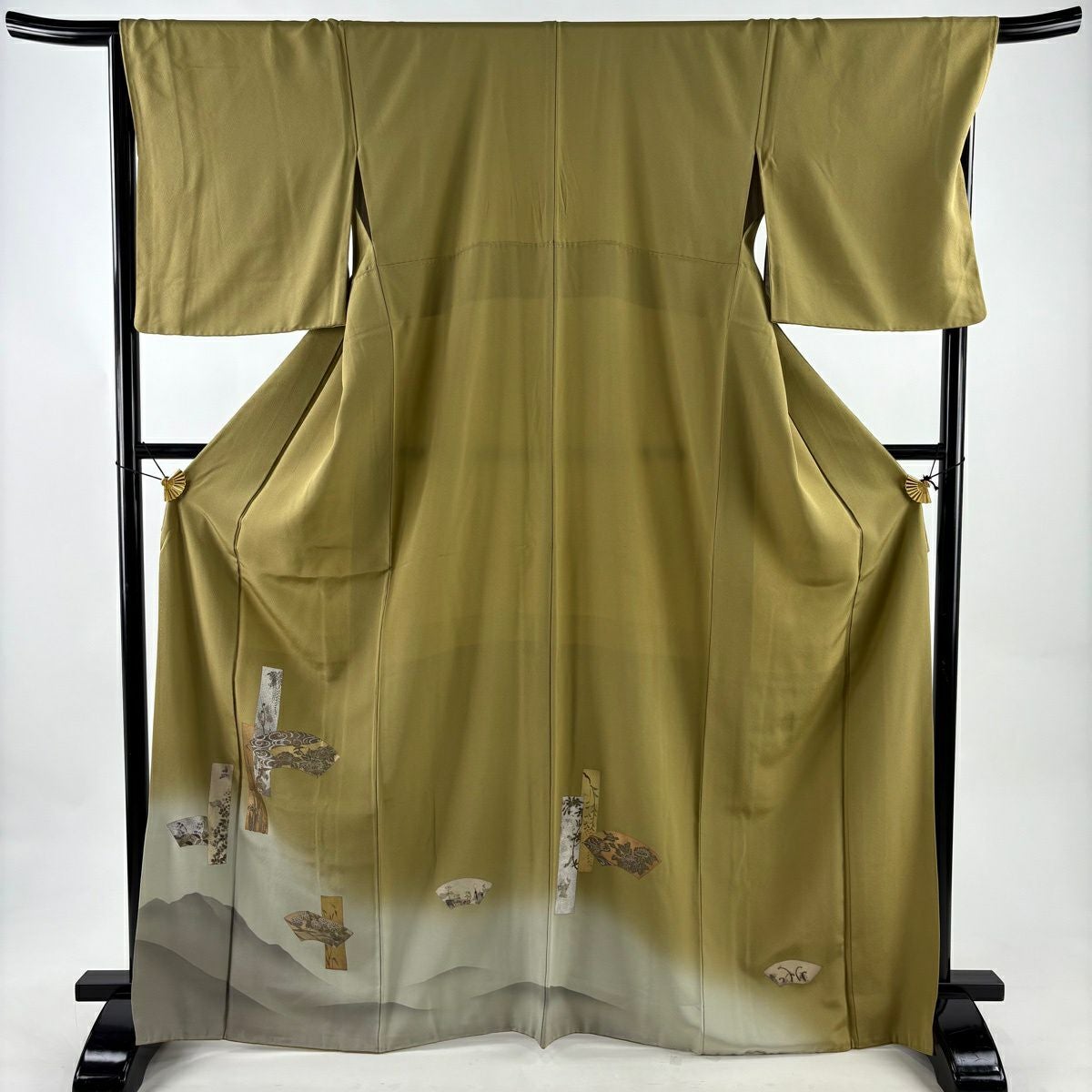 訪問着 身丈166cm 裄丈67cm M 袷 華文 草花 金銀彩 薄茶色 正絹 秀品