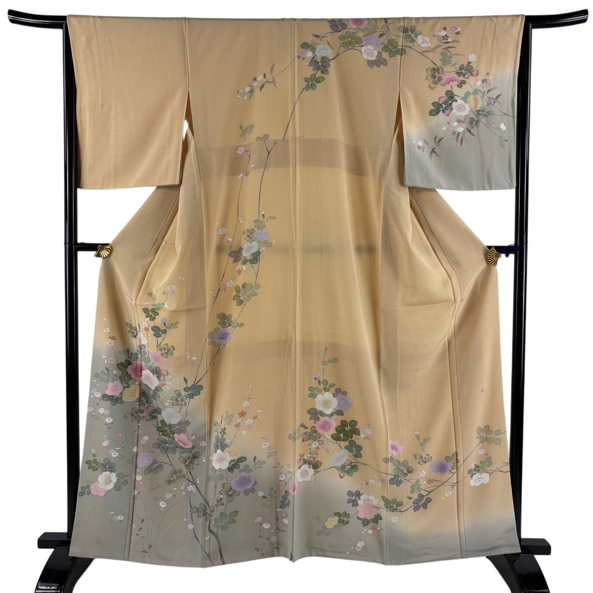 訪問着 身丈162cm 裄丈63.5cm S 袷 辻が花 金彩 ぼかし 黒 正絹 名品