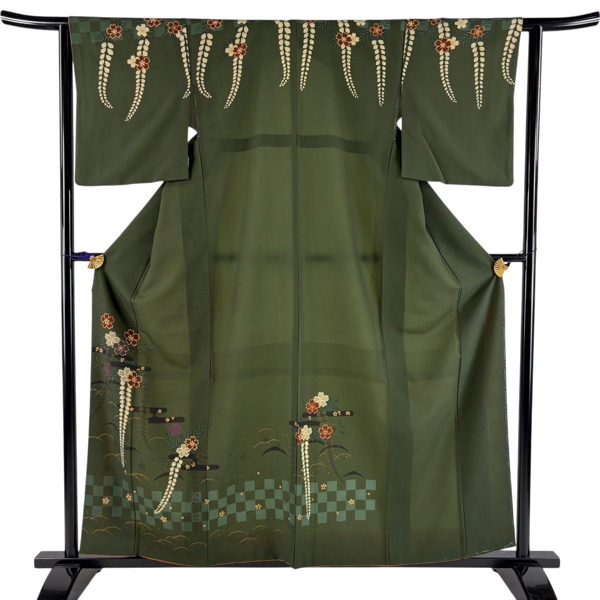 訪問着 身丈152cm 裄丈61.5cm S 袷 菊 ヱ霞 絞り 灰紫 正絹 秀品｜中古