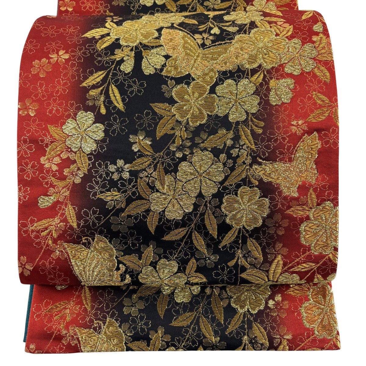 【美品】 丸帯 名品 全通 正絹 【中古】 美品】 丸帯 名品 平安雅祭礼図 人物 色紙 箔 金色 お太鼓柄 正絹
