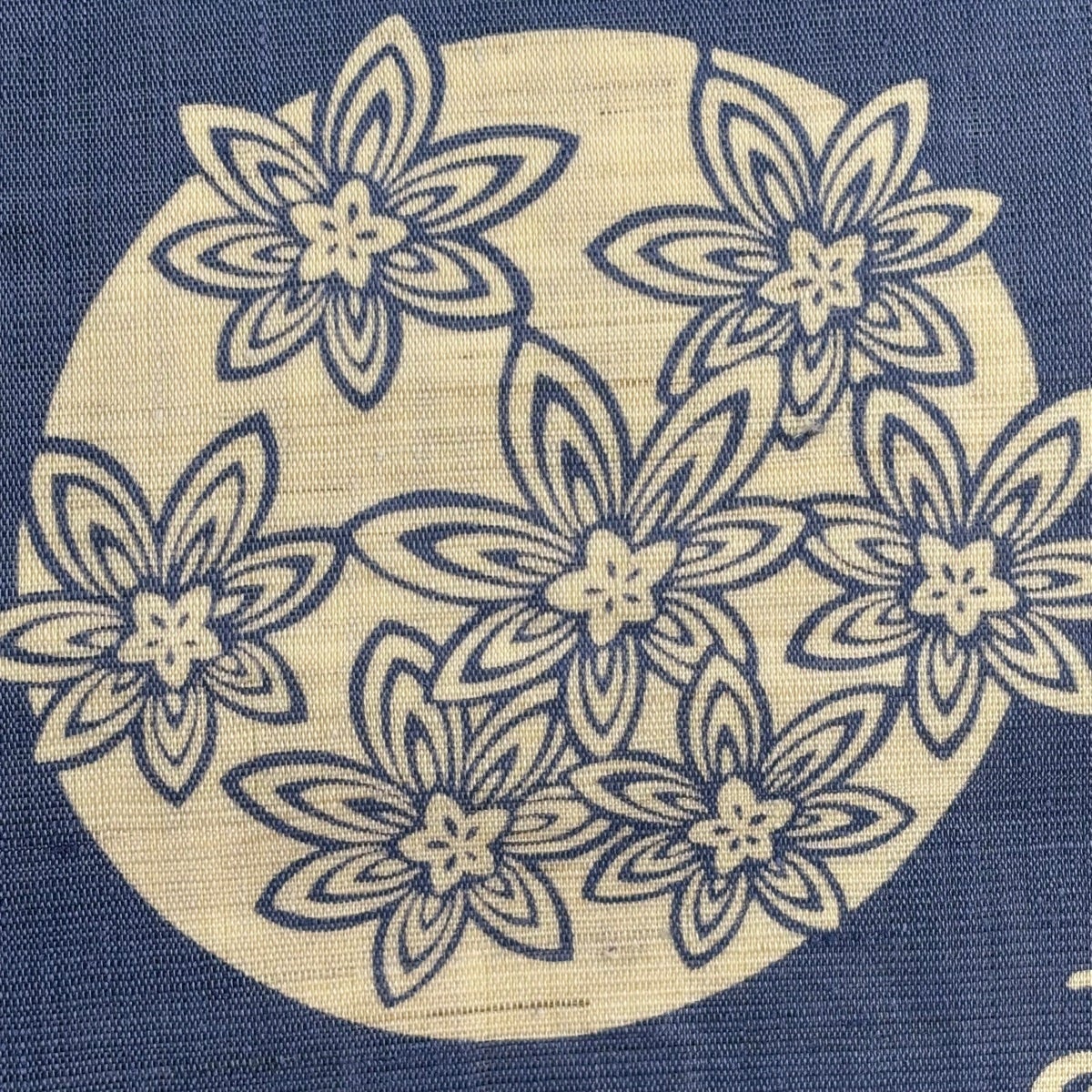 名古屋帯 秀品 落款あり 紬地 伊勢型染 花 蝶 藍色 正絹｜中古・古着