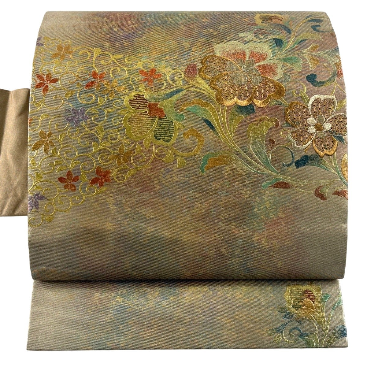 唐草花　名古屋帯　美品　17800→値下げ 名古屋帯 なごや帯 九寸名古屋帯 リサイクル レディース 正絹 ピンク