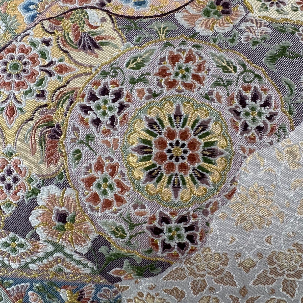 美品】 袋帯 秀品 華文 鳳凰 金糸 箔 灰色 六通 正絹｜中古・古着