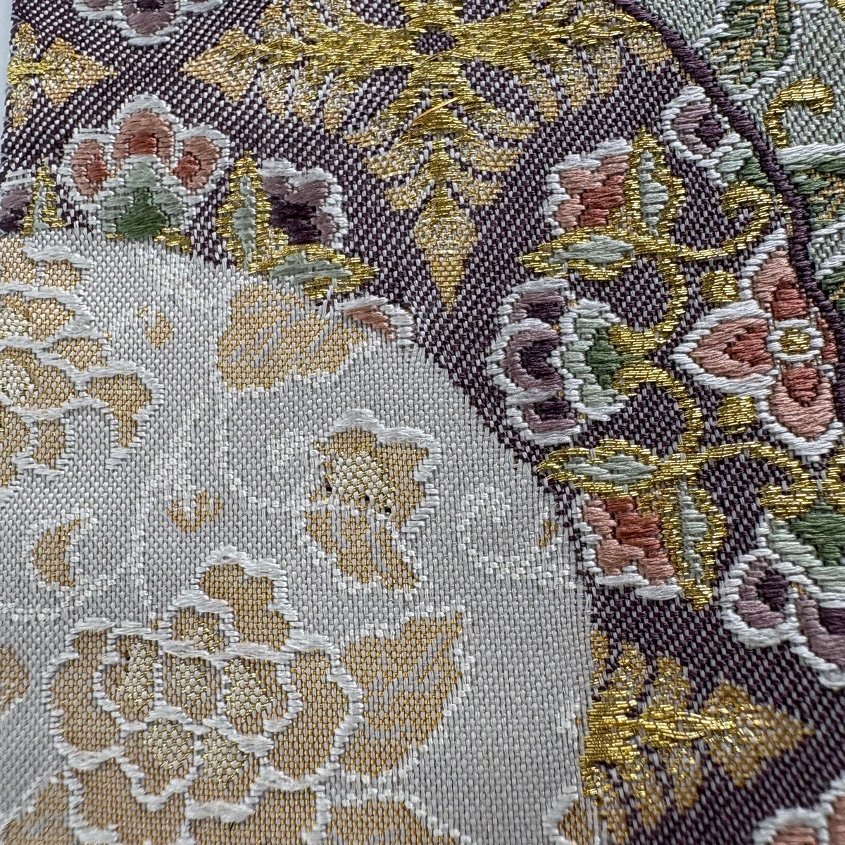 美品】 袋帯 秀品 華文 鳳凰 金糸 箔 灰色 六通 正絹｜中古・古着