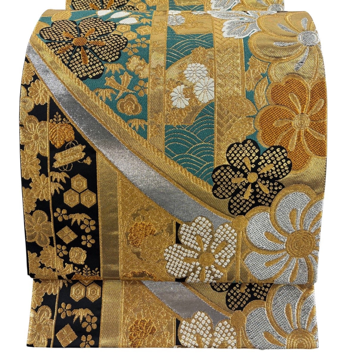 美品】 袋帯 逸品 辻村ジュサブロー 落款あり うさぎ 花びら 黒 六通