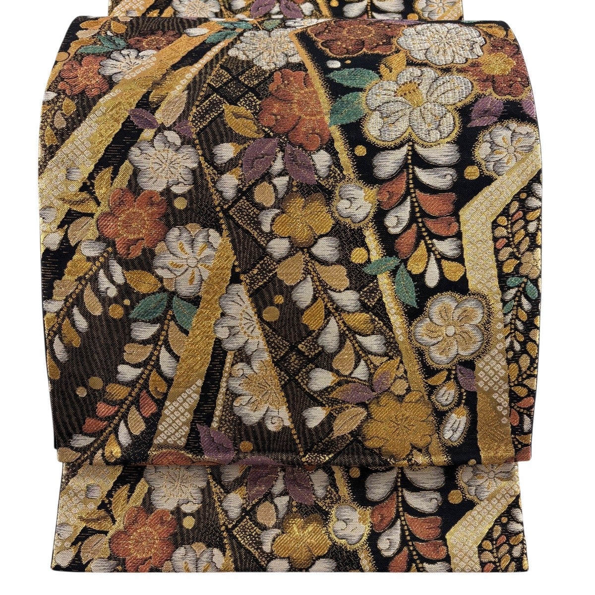辻が花　総刺繍　螺鈿箔　袋帯　作家物　落款　金糸　六通　正絹　訪問着　礼装 中古）袋帯 金 フォーマル 六通 金糸 色糸 辻が花 絹