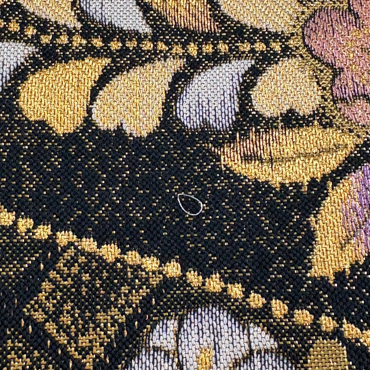 美品】 袋帯 秀品 やまと 辻が花柄 草花 箔 金糸 黒 六通 正絹｜中古