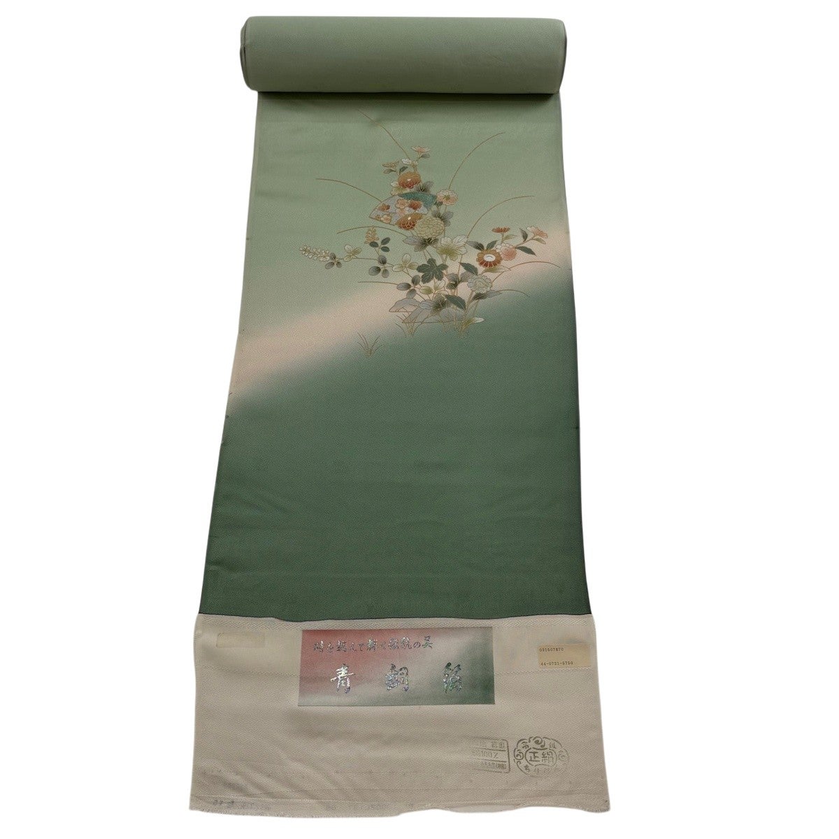 30%OFF 反物 秀品 小紋 扇 草花 金彩 クリーム 正絹 K30｜中古・古着