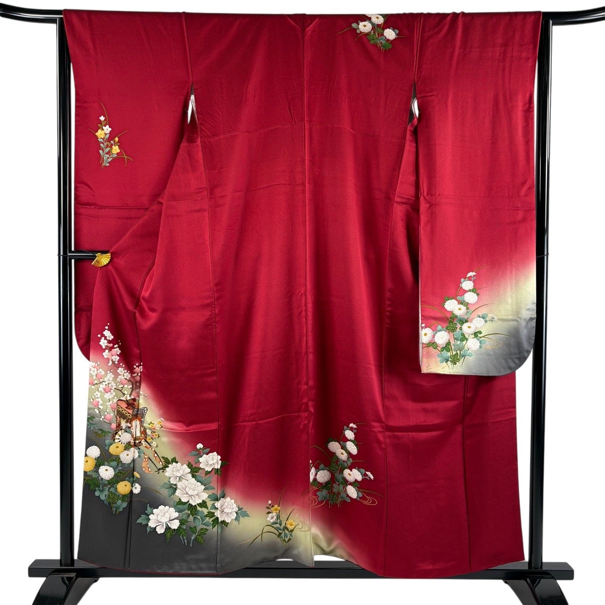 美品】 振袖 身丈157cm 裄丈63.5cm S 袷 御所車 松竹梅 金彩 ぼかし