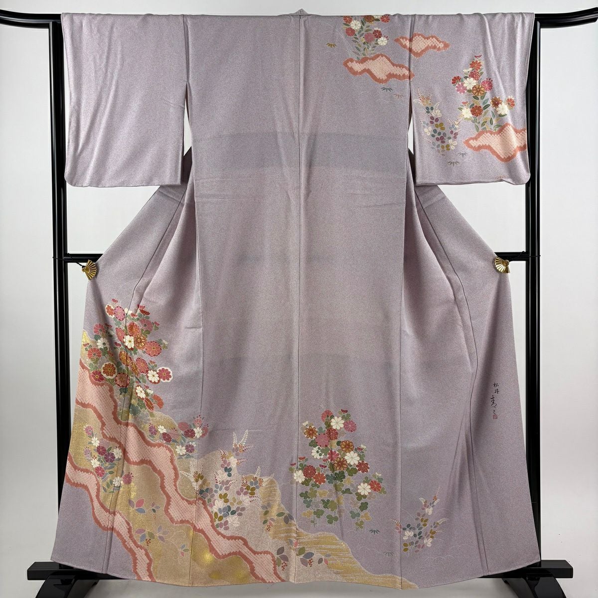 訪問着 身丈163cm 裄丈66.5cm M 袷 落款あり 辻が花 金彩 ぼかし