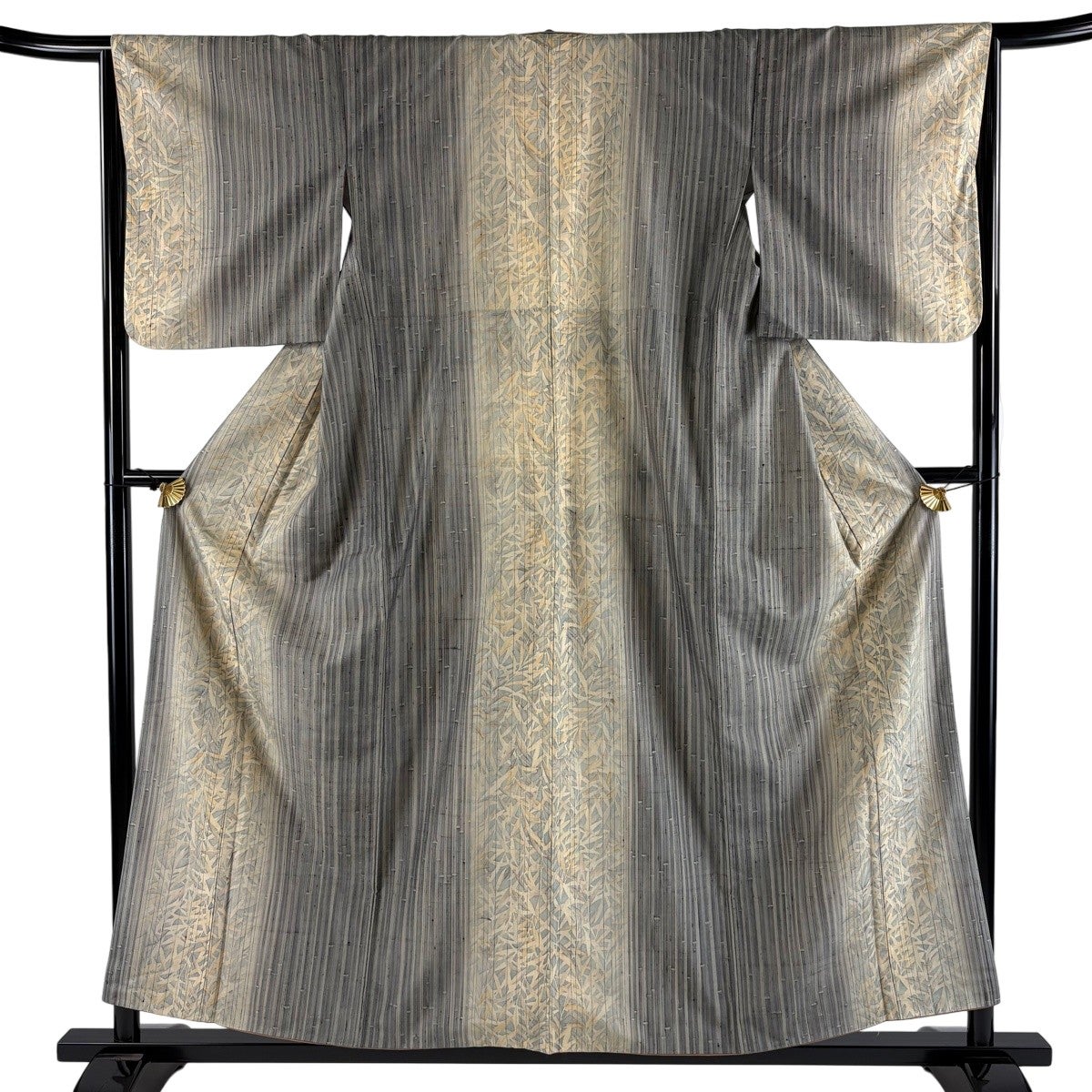小紋 身丈160cm 裄丈65.5cm M 袷 草花 紺色 正絹 優品｜中古・古着