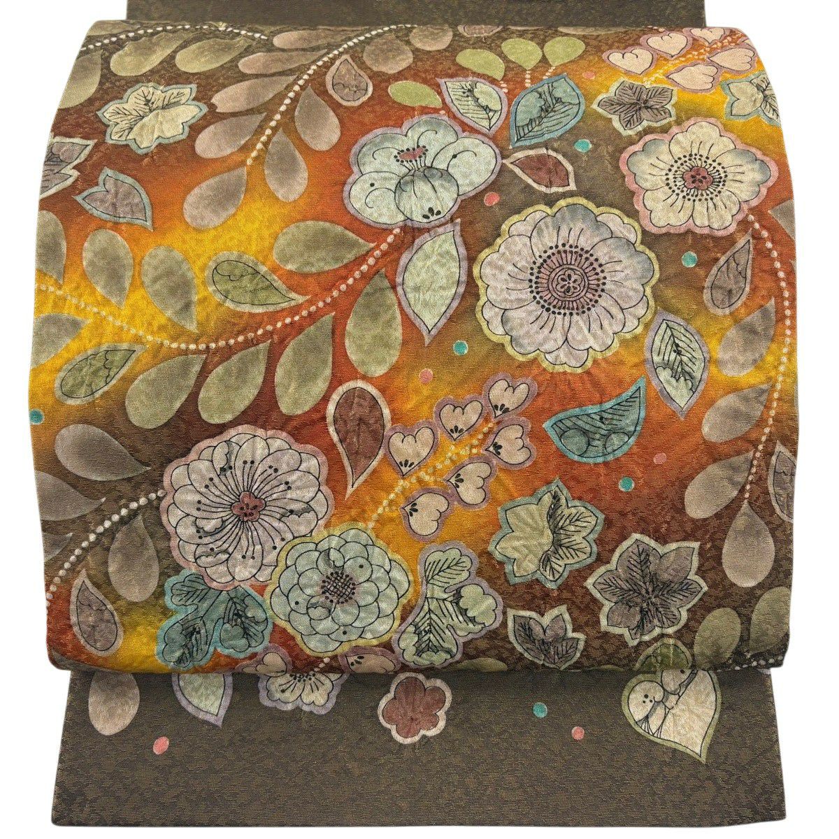 美品】 袋帯 名品 落款あり 辻が花 格子 箔 ピンク お太鼓柄 正絹