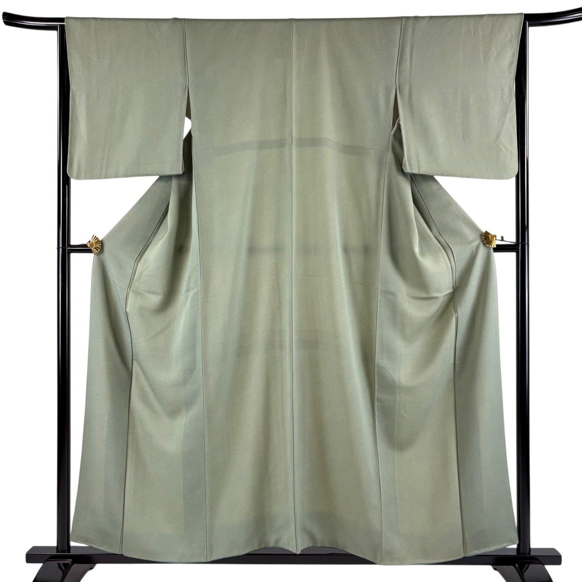 江戸小紋 身丈152cm 裄丈64cm M 袷 鮫 風景 よもぎ色 正絹 優品｜中古